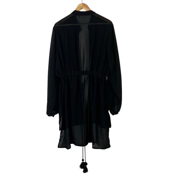 Cato Embroidered Boho Sheer Cardigan Womens 18W Black Tassel Duster Boho Tribal - Picture 6 of 8
